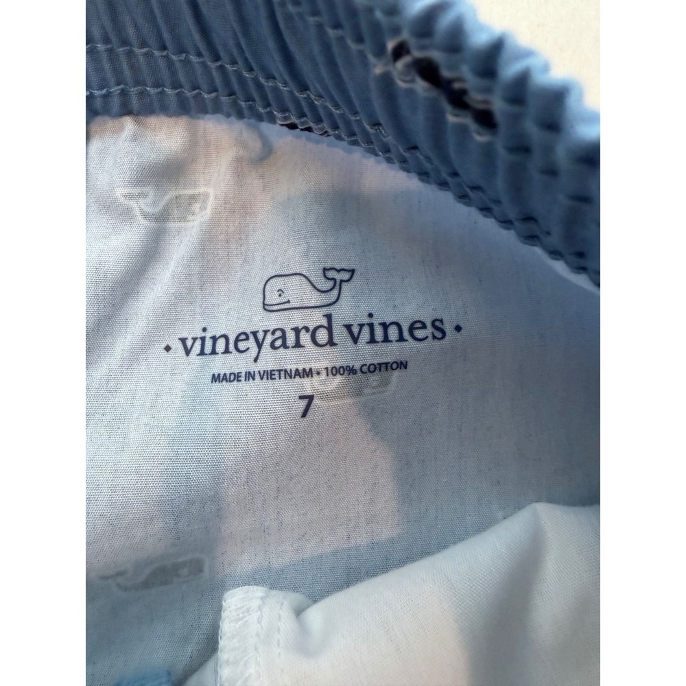 Vineyard Vines Boys Blue Whale print Chino Shorts Blue Size 7 EUC pull on - Picture 5 of 5